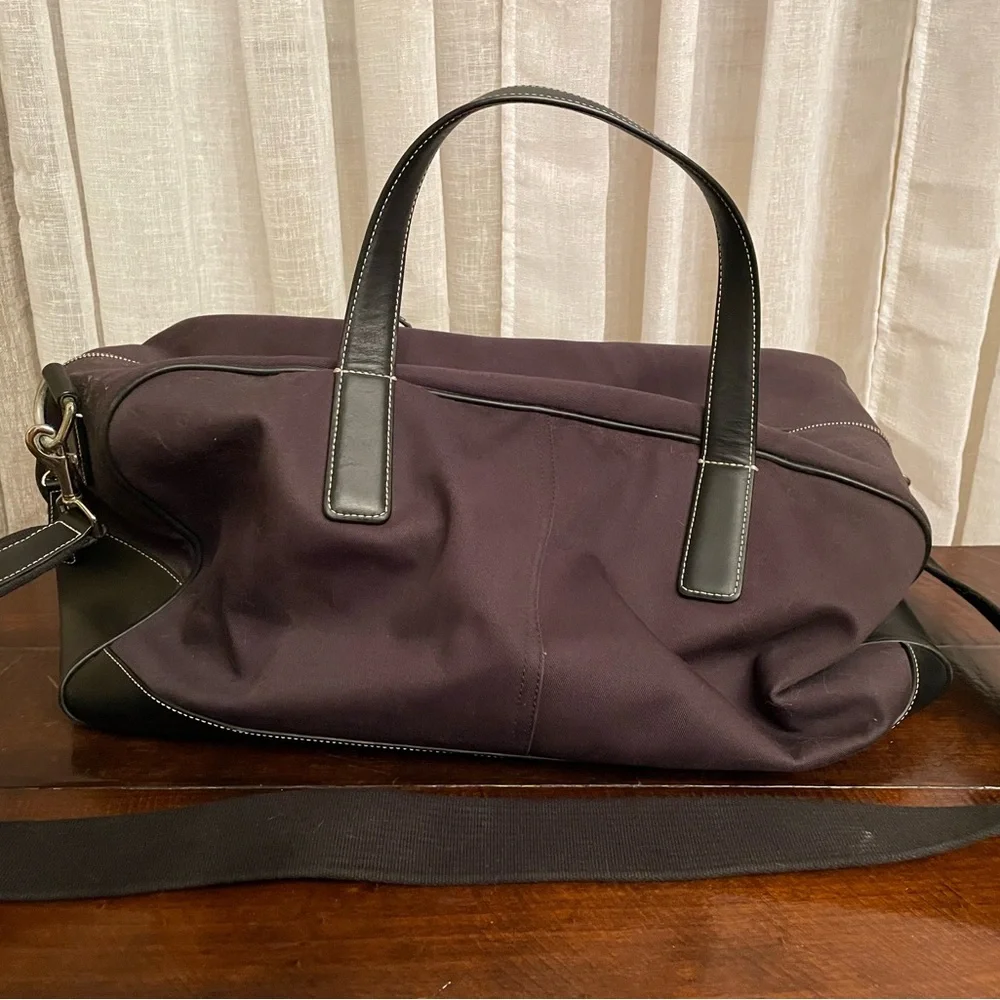 Coach leather and canvas small overnight bag